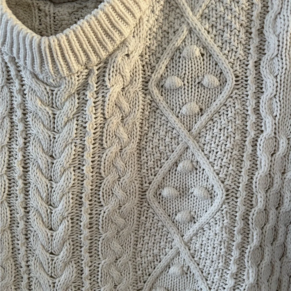Fisherman Cottage Oldmoney Cable Knit Sweater Chunky Cabine Academia Women Large - Picture 4 of 7